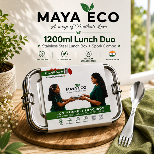 MAYA ECO 1200ml Lunch Duo - stainless steel lunch box and spork combo